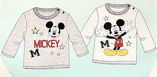 T-Shirt Disney Baby Mickey Mouse - Grijs/ Wit 2 Pièces - Taille 62/ 68