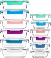 Glazen vershoudbakjes 12 glazen- Vershoudbakjes met Luchtdichte Deksels - Premium Kwaliteit - BPA vrij