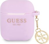 Guess Charms Silicone Case voor Apple Airpods 1 & 2 - Paars