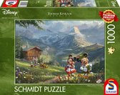 Schmidt Spiele Thomas Kinkade Studios: Disney Dreams Collections - Mickey & Minnie in den Alpen Legpuzzel 1000 stuk(s) Stripfiguren