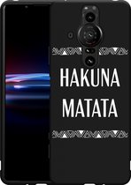 Sony Xperia Pro-I Hoesje Zwart Hakuna Matata white Designed by Cazy