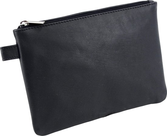 Alassio opbergetui - leer - zwart - 23 x 16 - JU-42233