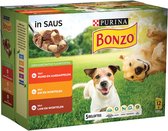 Bonzo (Friskies) - Vitafit Adult Bœuf, Kip et Agneau en Sauce - Alimentation humide humide pour Chiens - 12x100g