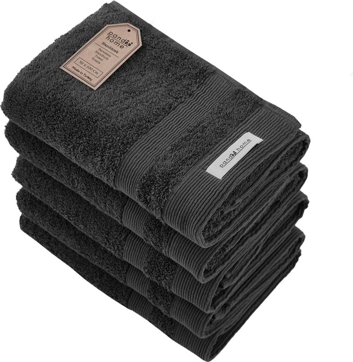 PandaHome - Handdoeken - 5 delig - 5 handdoeken 50x100 cm - 100% Katoen - Antraciet Handddoeken - Towels