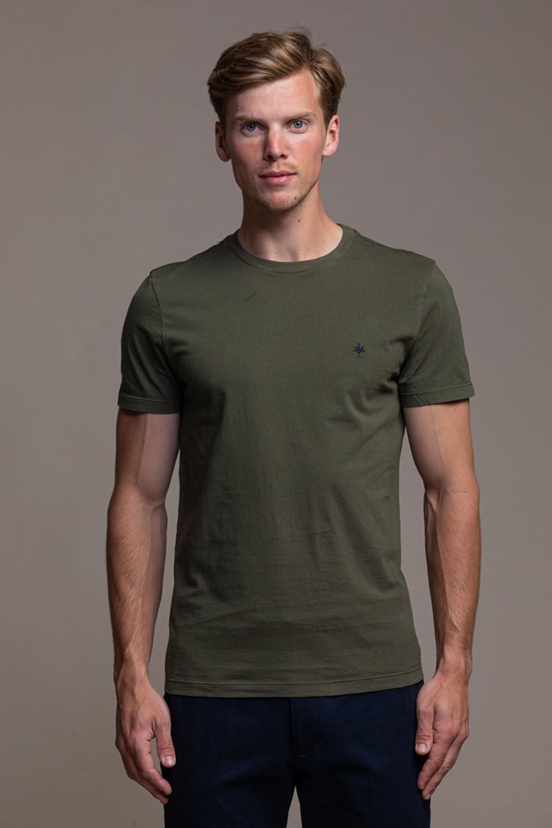 Katoenen T-Shirt - Khaki Groen - Maat XS