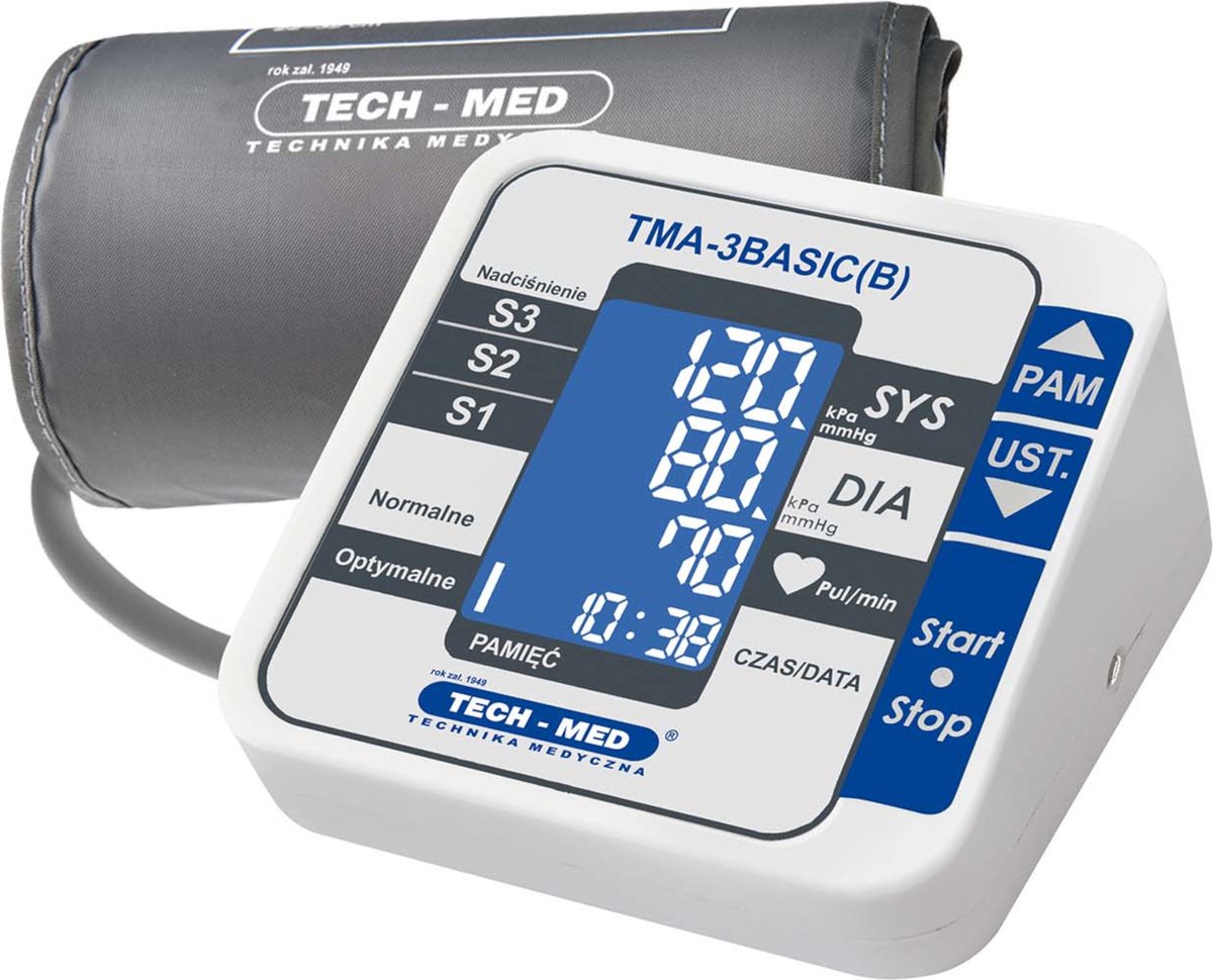 TECH-MED Digitale Arm Bloeddrukmeter Automatisch Medisch Apparaat Aanpasbare Hartritmestoornissen Detectie Manchet Nauwkeurig +/- 3 mmHg Geheugen WHO Classificatie