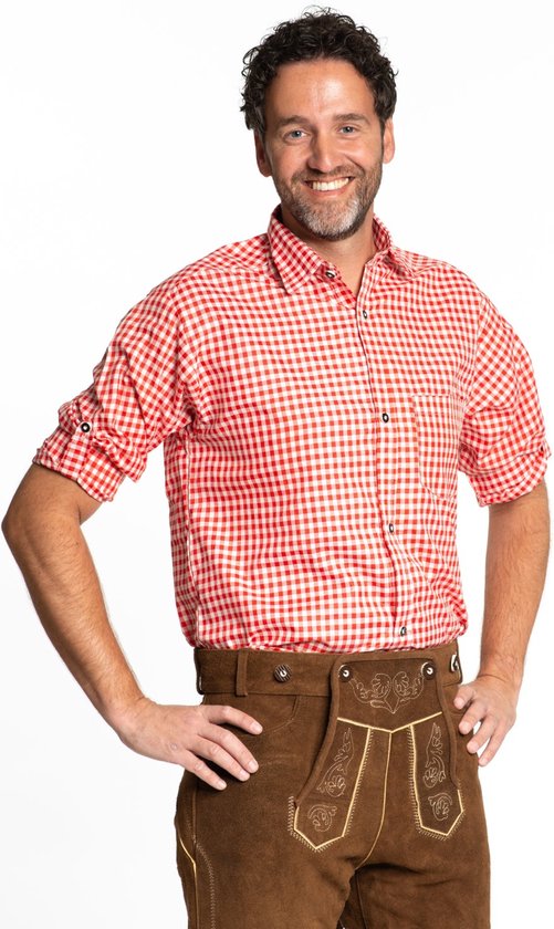 Partychimp Oktoberfest Overhemd Heren Geblokt Oktoberfest heren Carnavalskleding Heren - Polyester