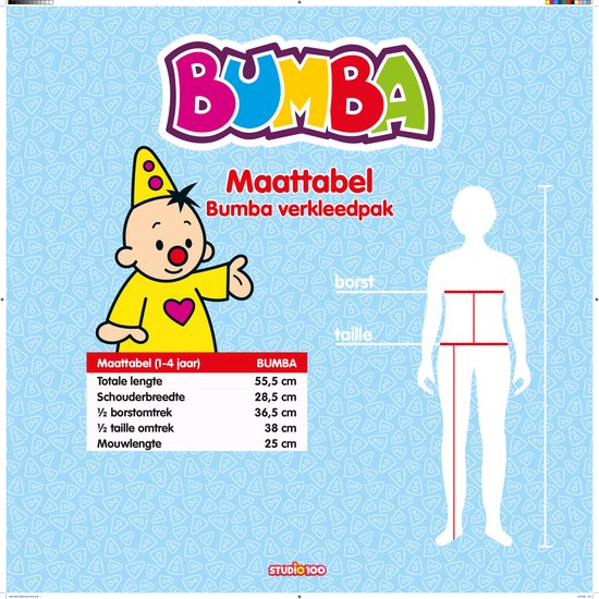 Bumba verkleedkleding - verkleedpak 1 tm 4 jaar - maat 98/104 |