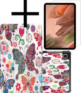 Hoesje Geschikt voor Samsung Galaxy Tab S6 Lite Hoesje Case Hard Cover Hoes Book Case Met Screenprotector - Vlinders