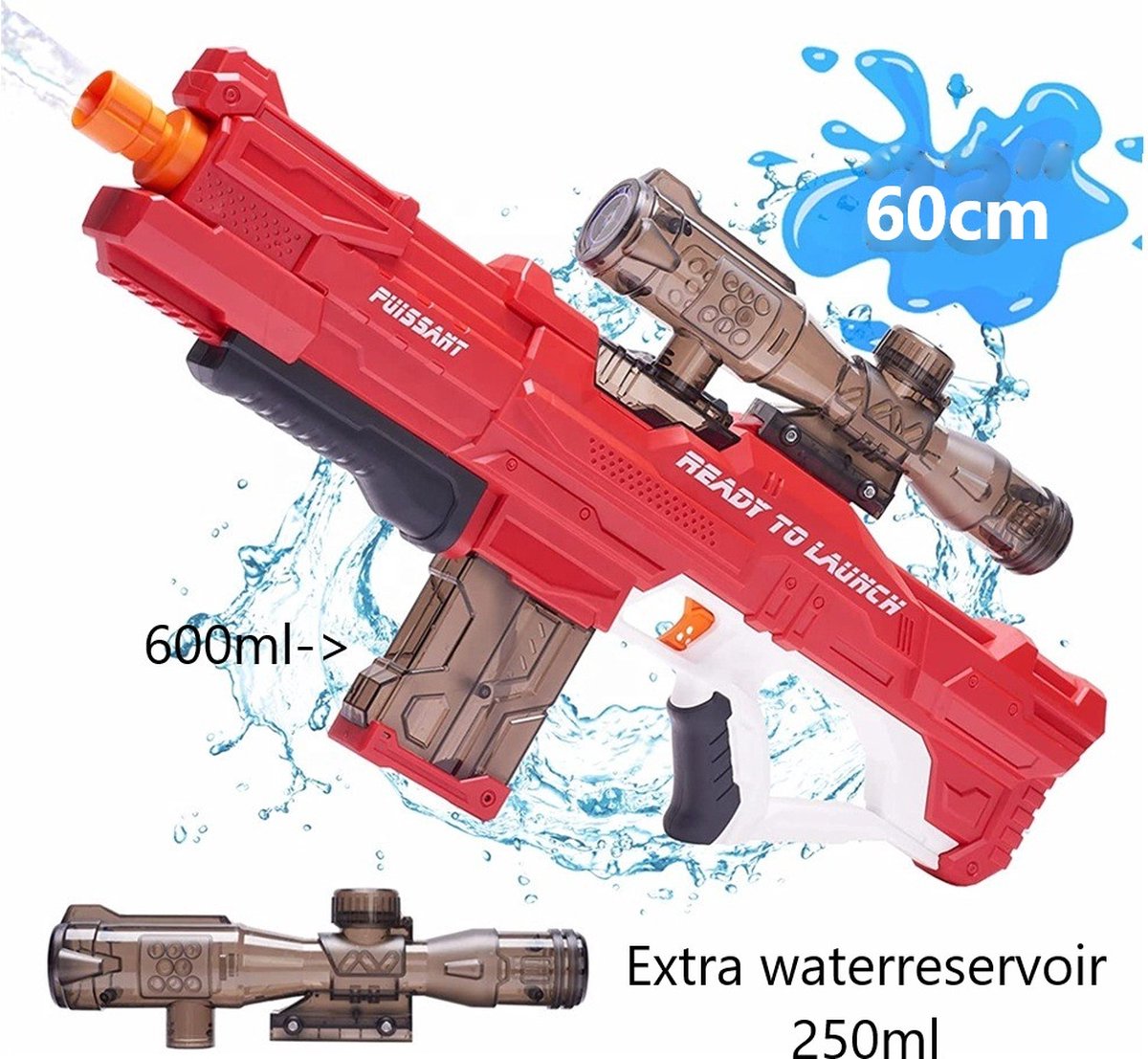 2022 NIEUW - Huntex Elektrische Waterpistool Rood - Automatische Waterpistool - Watergun