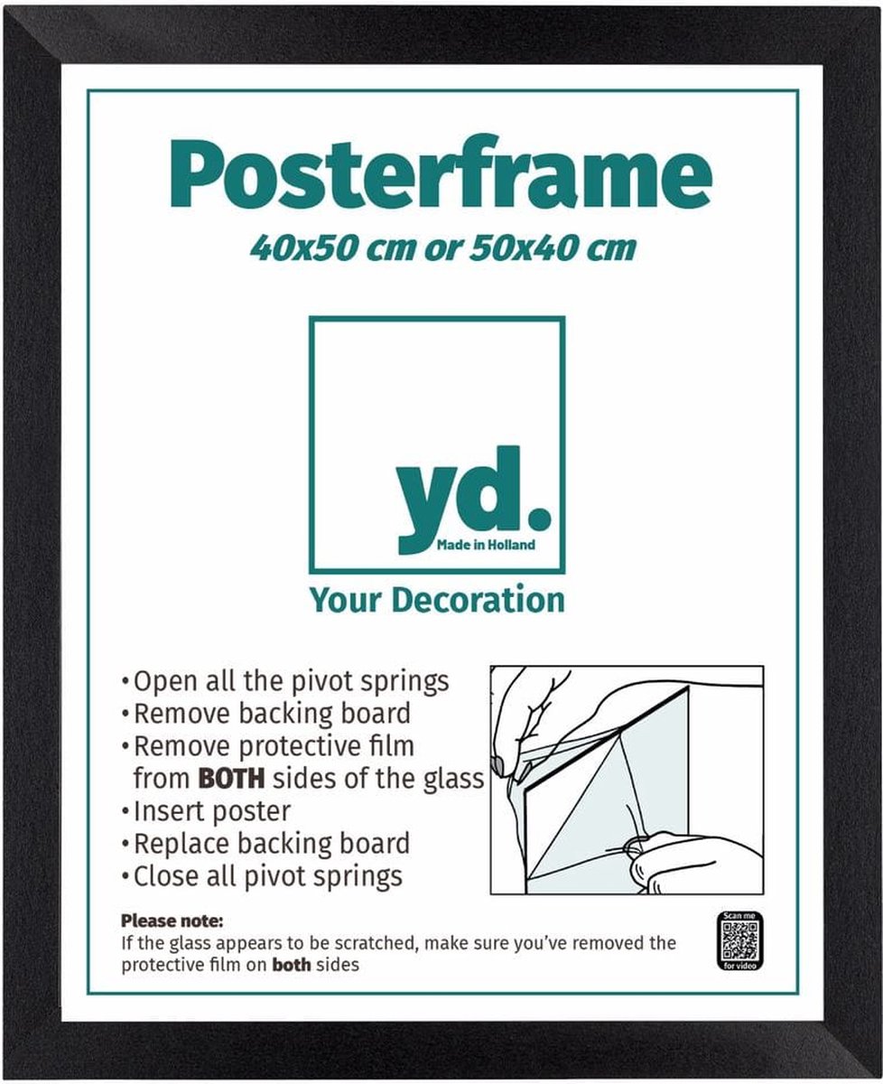 yd. Your Decoration - Posterlijst 40x50 cm - MDF - Zwart Mat - Parma
