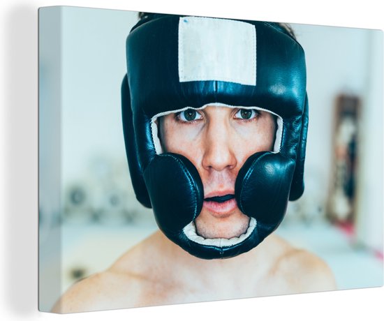 Toile Peinture Boxe - Casque - Homme - Sport - 30x20 cm - Décoration murale