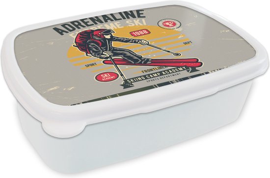 Boîte à pain Wit - Boîte à lunch - Boîte à pain - Ski - Grijs - Vintage -  18x12x6 cm -... | bol.