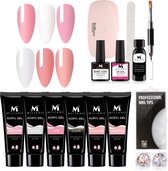 Miliano® Polygel Kit - Polygel Nagels Starterspakket - Gellak Starterspakket - 6 Kleuren - Incl. UV LED Lamp & Etui