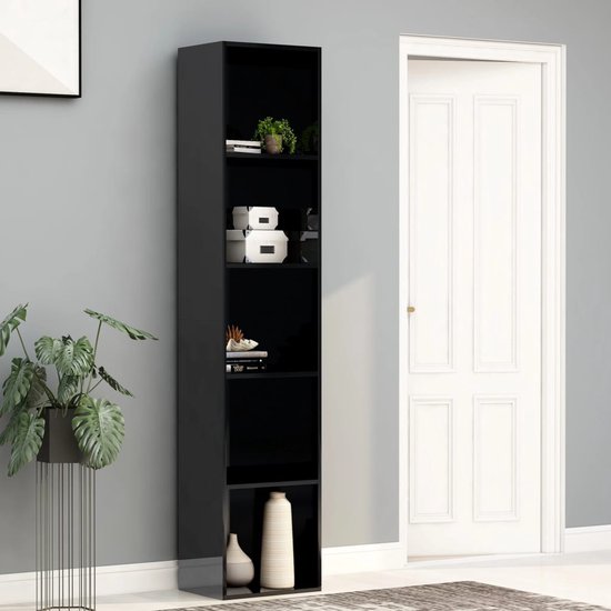 Boekenkast 67x24x161 cm bewerkt hout zwart eikenkleurig kopen