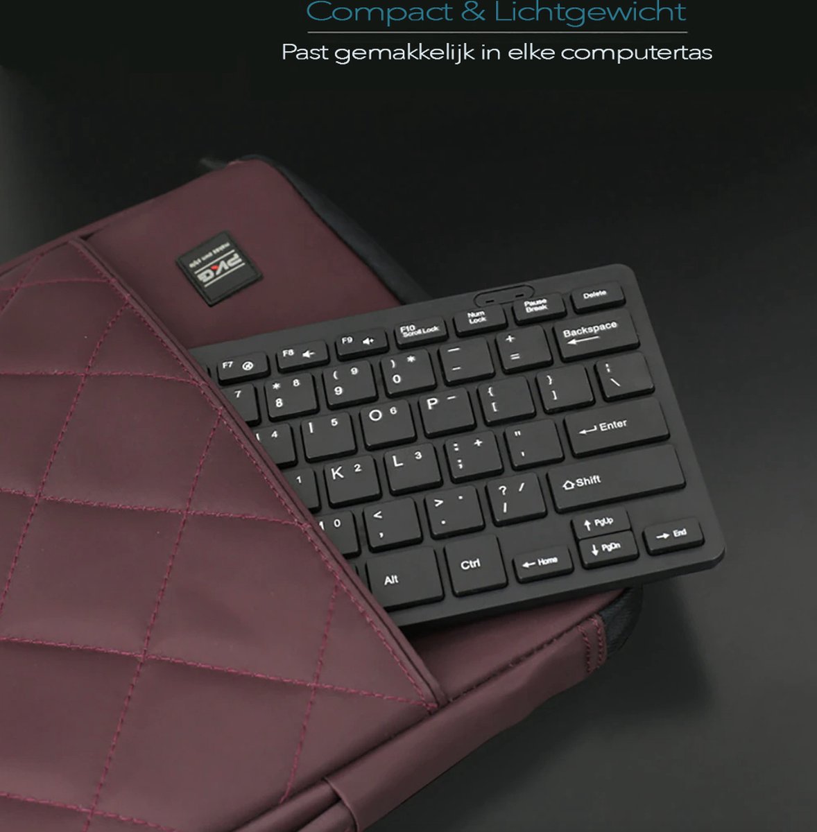 K001 Mini Toetsenbord, QWERTY (US), Ergonomisch en Ultradun, Zwart, Met draad, USB aansluiting, Mac + Windows thumbnail 4