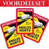 Dode hoek sticker - Frankrijk - vrachtwagen - camper (3x) | Angles morts sticker | Voordeelset van 3 stuks