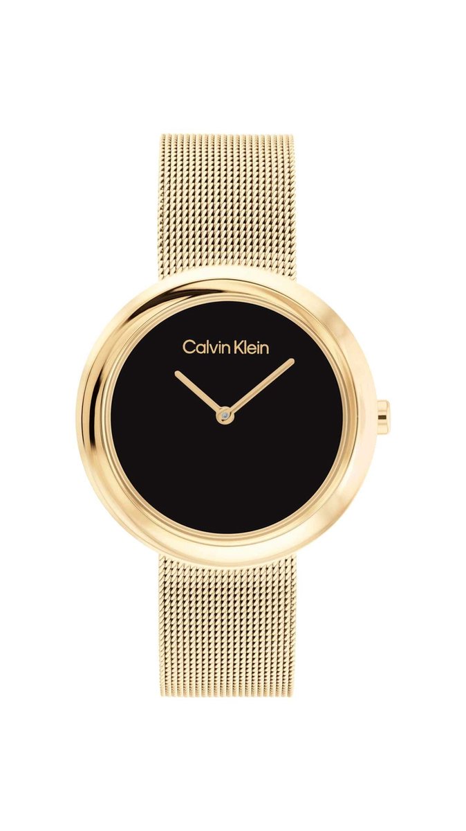 Calvin Klein CK25200012 Dames Horloge - Mineraalglas - Roestvrijstaal - Goudkleurig - Ø 34 mm - Quartz - Druksluiting - 3 ATM (spatwater)