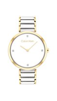 Calvin Klein CK25200134 Dames Horloge - Mineraalglas - Roestvrijstaal - Goudkleurig/Zilver - Ø 36 mm - Quartz - Druksluiting - 3 ATM (spatwater)