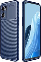 Oppo Find X5 Lite Hoesje Siliconen Carbon TPU Back Cover Blauw