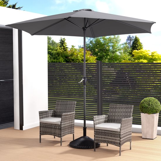 Acaza Round Stick Parasol en aluminium - Parasol de 300 cm de diamètre -  Gris | bol.com