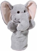Pluche grijze olifant handpop knuffel 25 cm - Olifanten knuffels - Poppentheater speelgoed kinderen