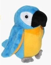 Pluche blauw/gele ara papegaai knuffel 15 cm - Tropische vogels speelgoed knuffeldieren