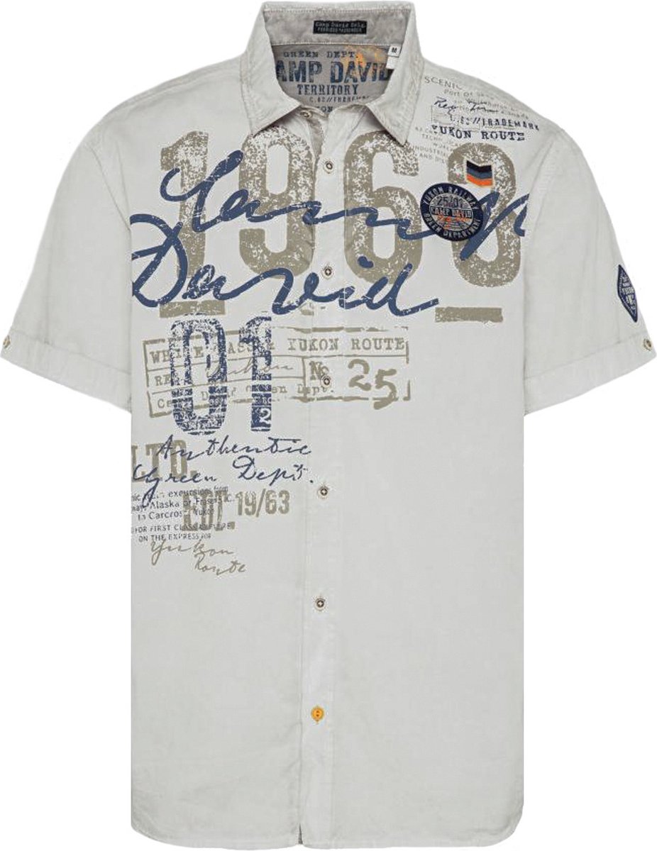 Camp David ® shirt met korte mouwen met used-look en labelprint (L)