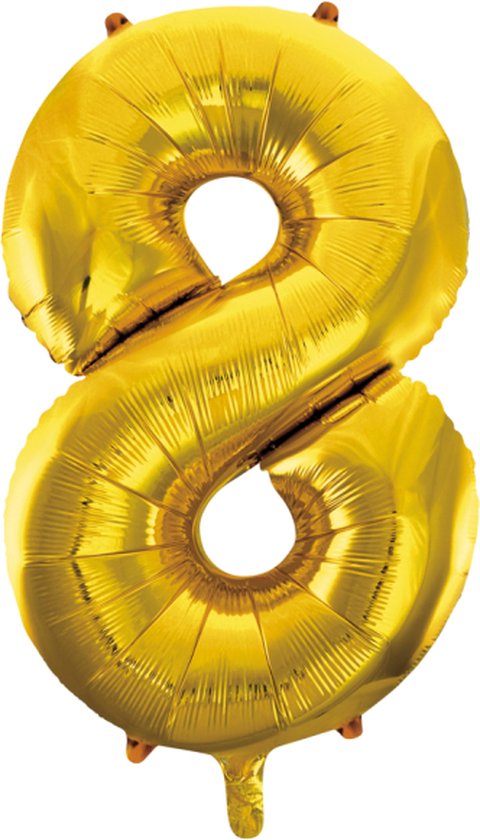 Folieballon 8 jaar Goud 66cm