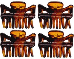 Haarsoires Haarspeld Haarklemmen 3cm – Basic – Kunststof – Bruin – Set van 4 - Haarclip Klem - Hair Claw - voor Opsteken Haar - Hair Clip - Decoratieve Haaraccessoire