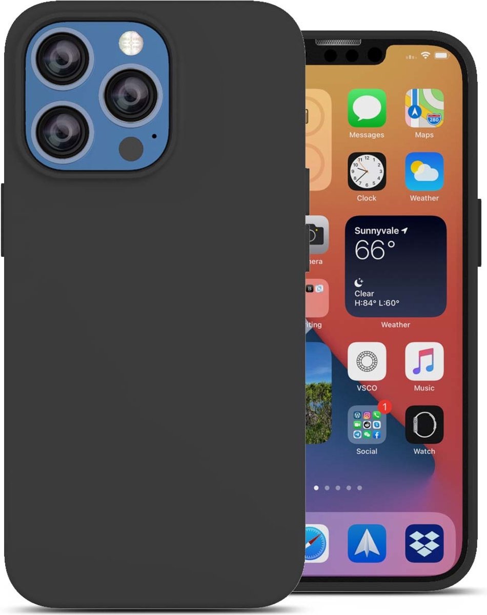 Geschikt voor iPhone 13 Pro Max hoesje siliconen backcover - Zwart