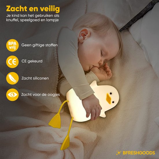 Led-nachtlampje voor kinderen, siliconen eend, bedlampje met dimbaar timer, led-voeding, slaapkamerdecoratie, verjaardagscadeau voor kinderen, baby's, vrouwen, meisjes, jongens