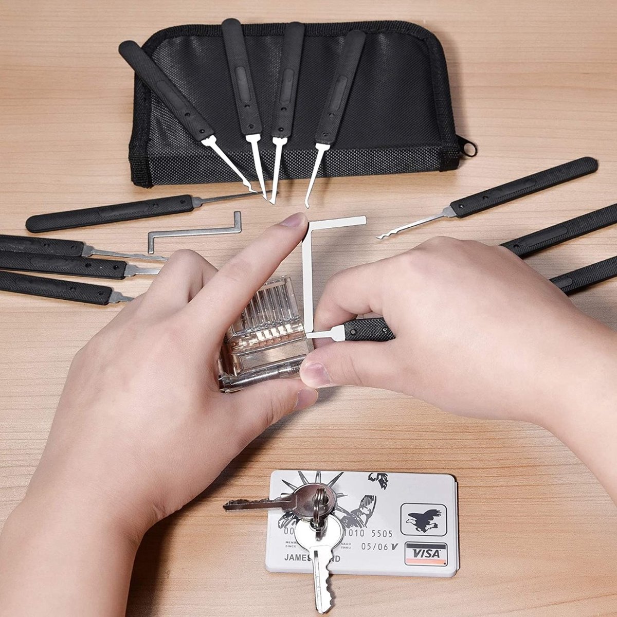 D.M.Store - Lockpick set - Lockpicking set - Lockpick - Lockpick set beginners - Survival Kit - Sloten opener set - lockpick set voor beginners en gevorderden - Oefenslot - Lock picking set — cadeau in Hobby - foto 3