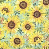 40x Gele 3-laags servetten zonnebloemen 33 x 33 cm - Vincent van Gogh kunst thema