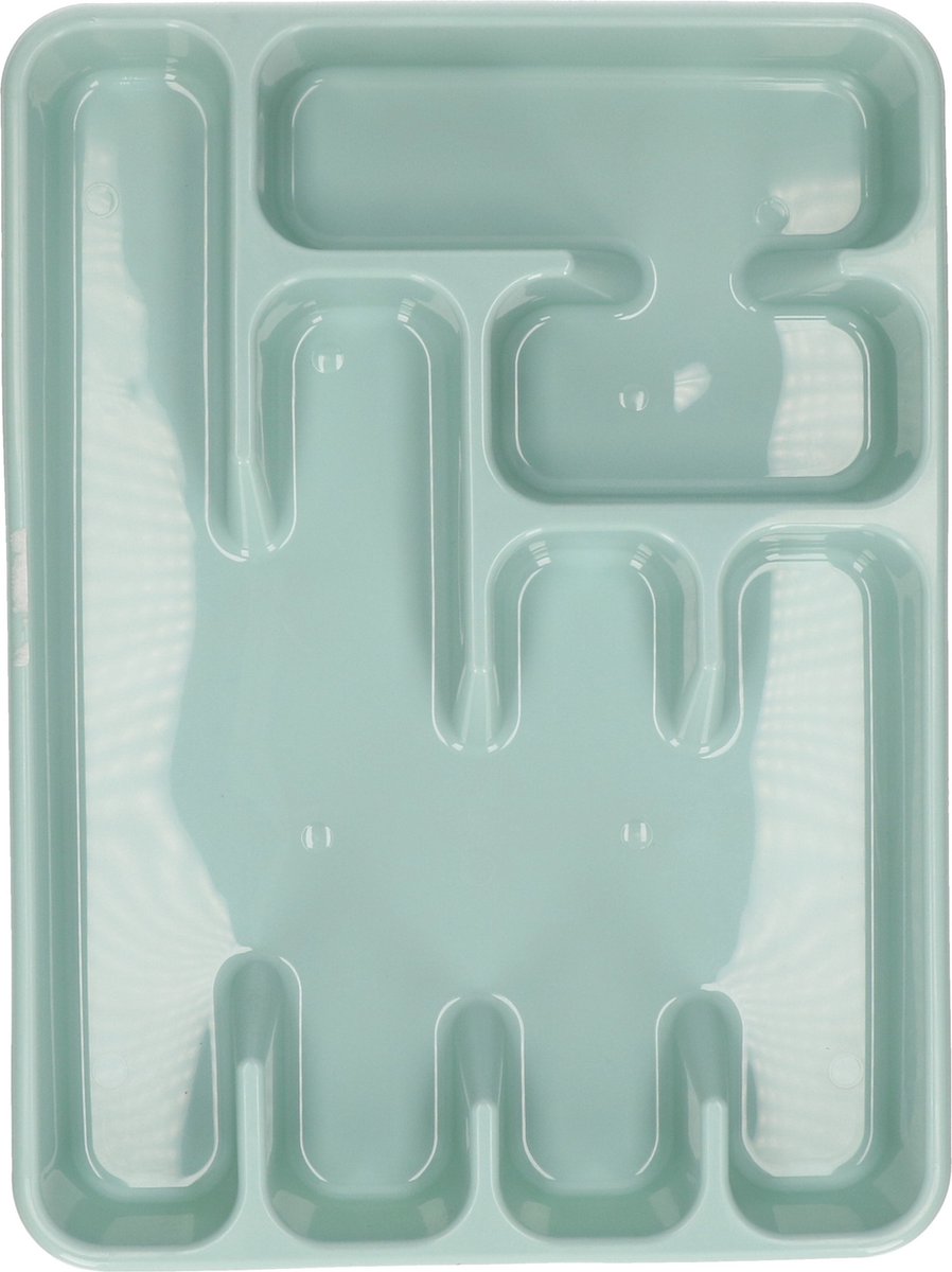 Set van 2x stuks kunststof bestekbak/bestekhouders 6-vaks mintgroen - 40 x 30 x 5 cm - Keuken lades opbergers - vakverdelingen