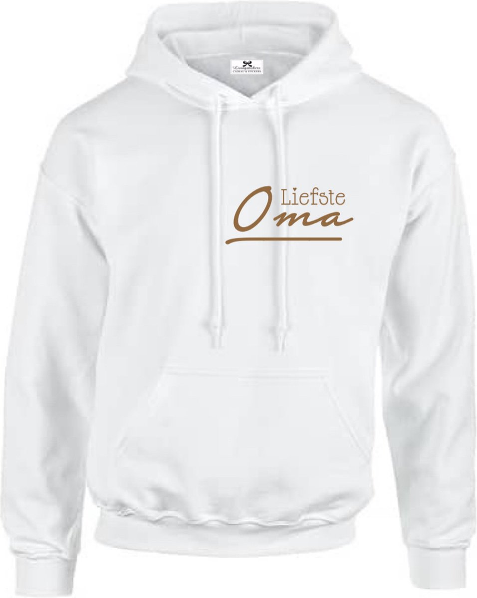 Hoodie Dames-Cadeau Oma-wit-Liefste Oma-Maat XL