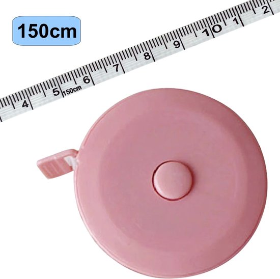 Fako Bijoux® - Rolmaat - Meetlint Lichaam - Meetband - Klussen Meetlint - Lintmeter - Hobby Meetlint - Uittrekbaar - 150cm - Roze