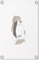 Zoedt tuinposter - lijntekening vrouw met bandana - wit - 60x80cm