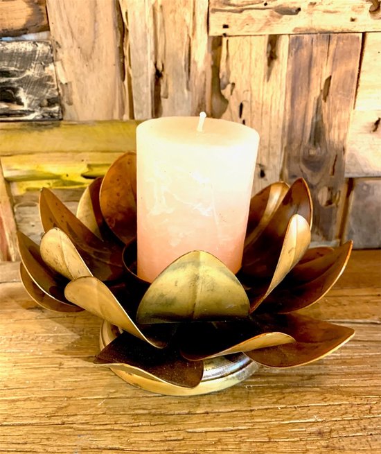 Kaarsenhouder Goud Metaal Lotusbloem 21 cm