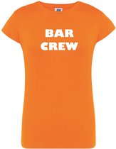 T-Shirt Bar Crew / personeel tekst oranje dames XL
