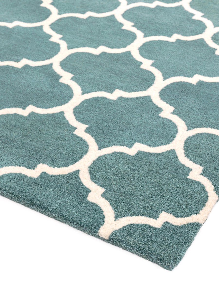 Easy Living - Albany-Ogee-Duck-Egg Vloerkleed - 200x290  - Rechthoek - Laagpolig Tapijt - Klassiek - Blauw, Wit