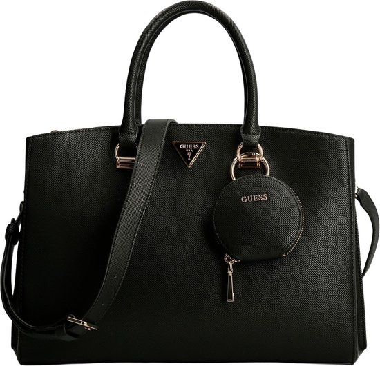 Sac à main Femme Guess Alexie Lrg Girlfriend Satchel - Zwart