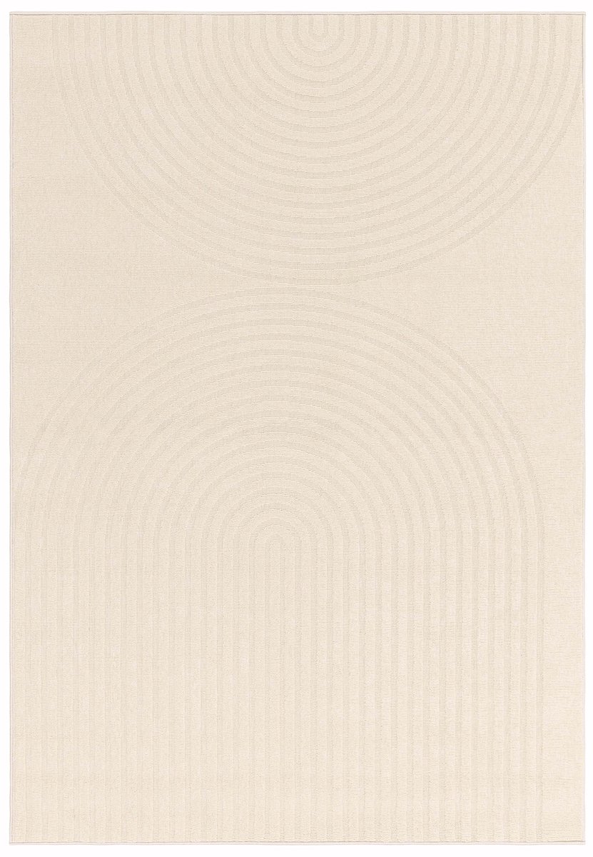 Easy Living - Easy Living Antibes White Deco Vloerkleed - 200x290  - Rechthoek - Buiten,Laagpolig,Structuur Tapijt - Modern - Beige