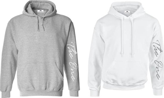 Koppel goals hoodies Trui met capuchon voor hem en haar The One Lichtgrijs en Wit Maat S bol