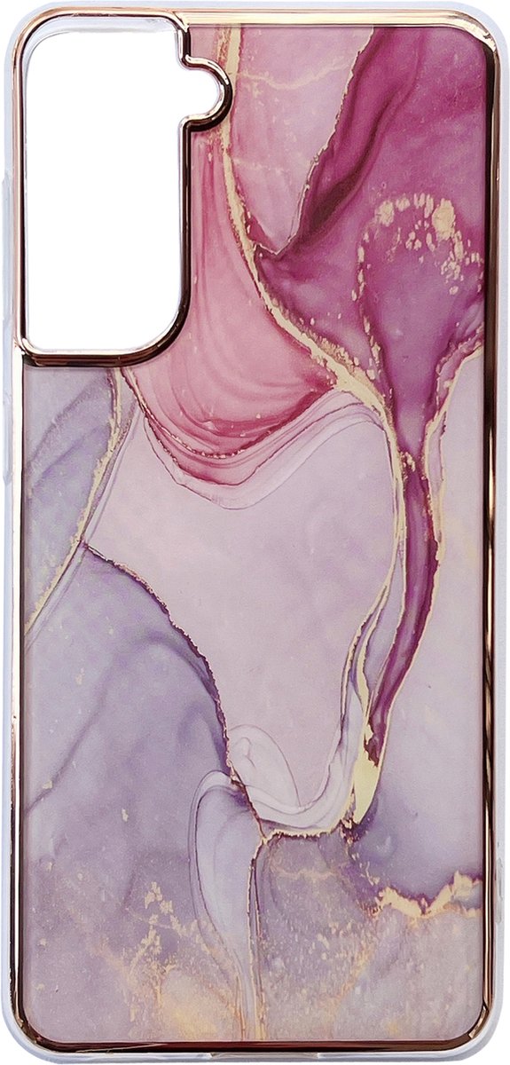 Casemania Hoesje Geschikt voor Samsung Galaxy S21 FE Nova - Siliconen Marmer Back Cover