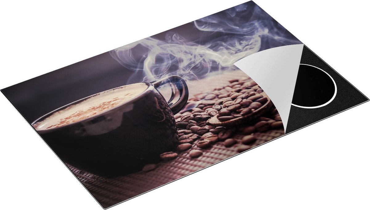 Chefcare Inductie Beschermer Hete Koffie Kop met Koffiebonen - 81,6x52,7 cm - Afdekplaat Inductie - Kookplaat Beschermer - Inductie Mat