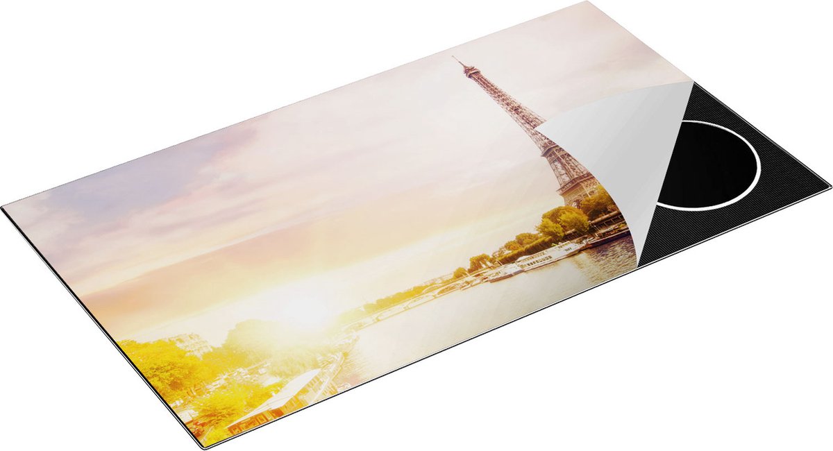 Chefcare Inductie Beschermer Eiffeltoren in Parijs aan het Water - 95x50 cm - Afdekplaat Inductie - Kookplaat Beschermer - Inductie Mat