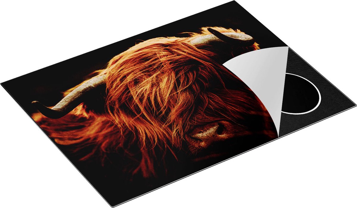 Chefcare Inductie Beschermer Schotse Hooglander Koeienkop - Kleur - 70x55 cm - Afdekplaat Inductie - Kookplaat Beschermer - Inductie Mat