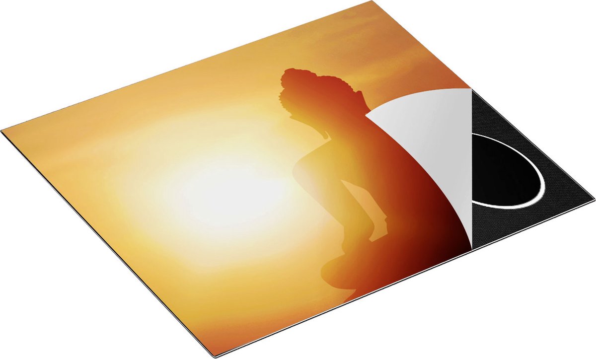 Chefcare Inductie Beschermer Silhouet van een Boeddha Beeld met Zonsondergang - 58,3x51,3 cm - Afdekplaat Inductie - Kookplaat Beschermer - Inductie Mat