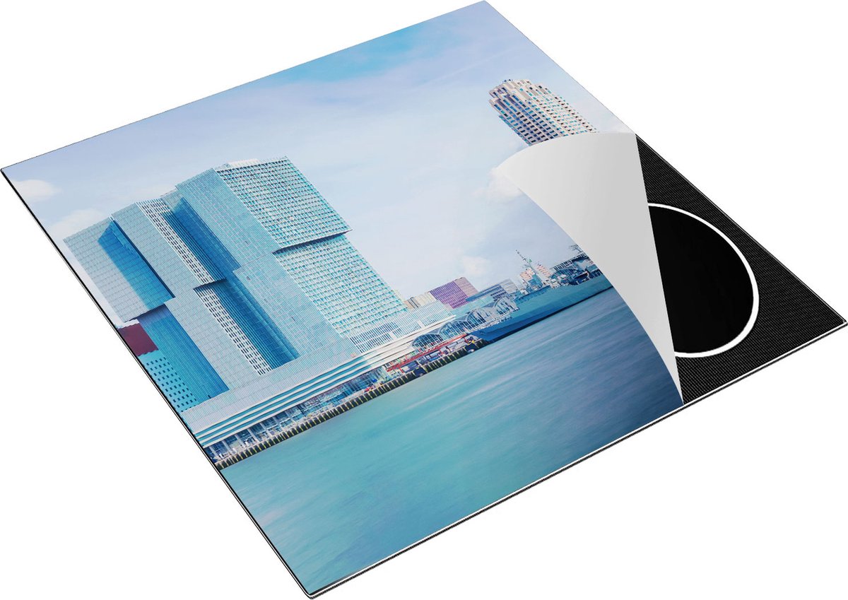 Chefcare Inductie Beschermer Rotterdamse Skyline aan het Water - 78x78 cm - Afdekplaat Inductie - Kookplaat Beschermer - Inductie Mat